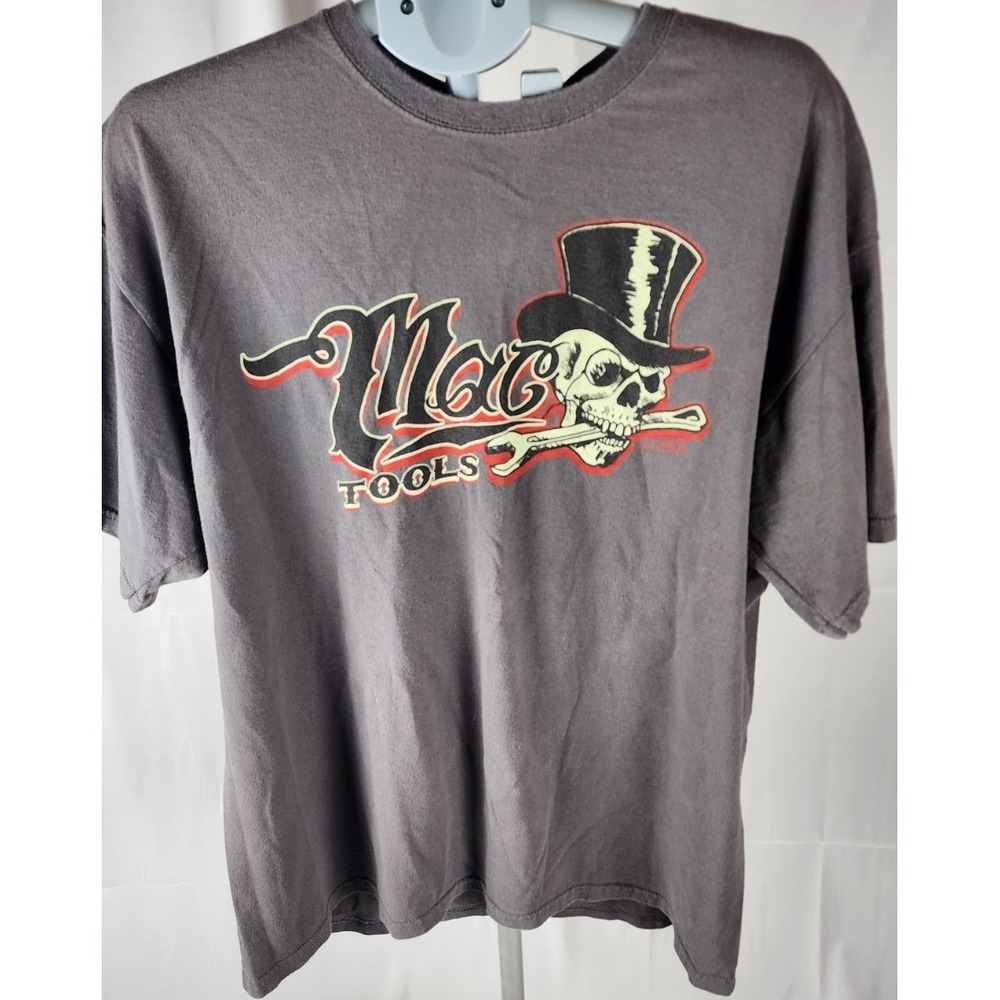 Vintage Mac Tools Men's 2XL Gray Skull Logo T-Shirt